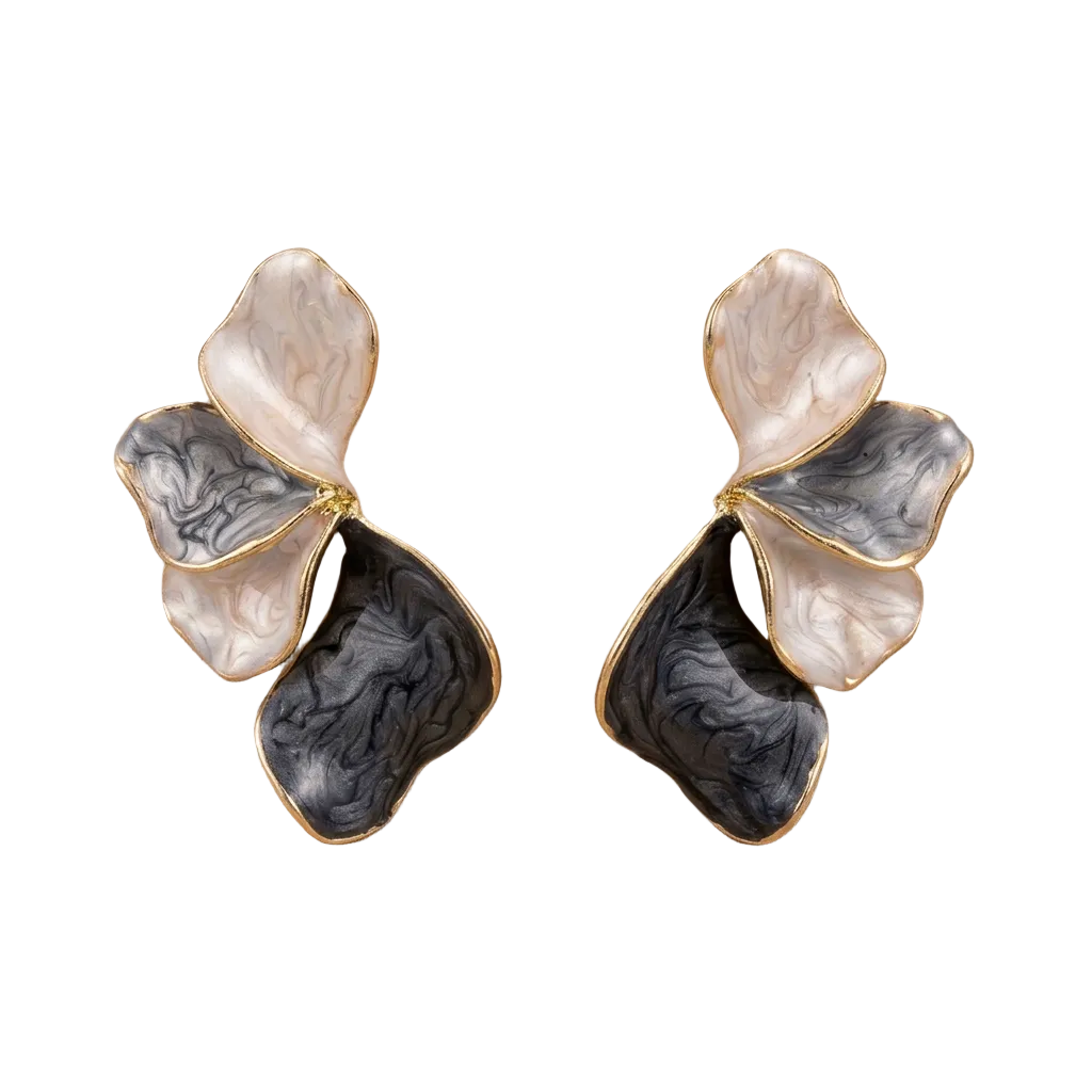 B&W Petal Earring