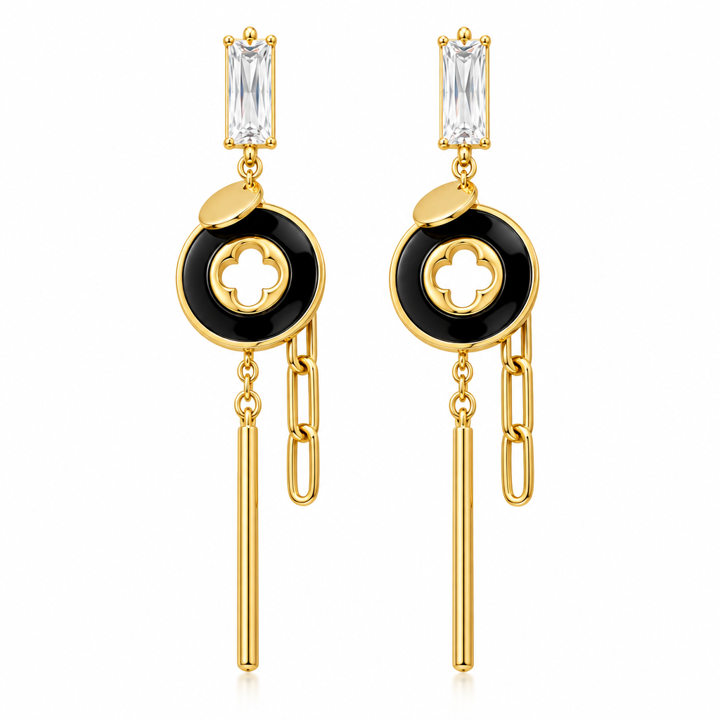 Club Dangle Black Earring