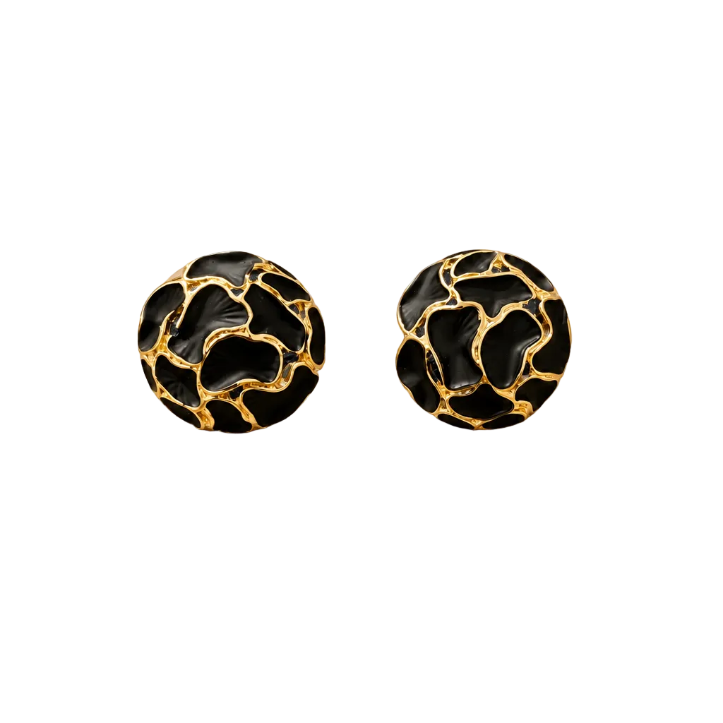 Coral Black Stud Earring