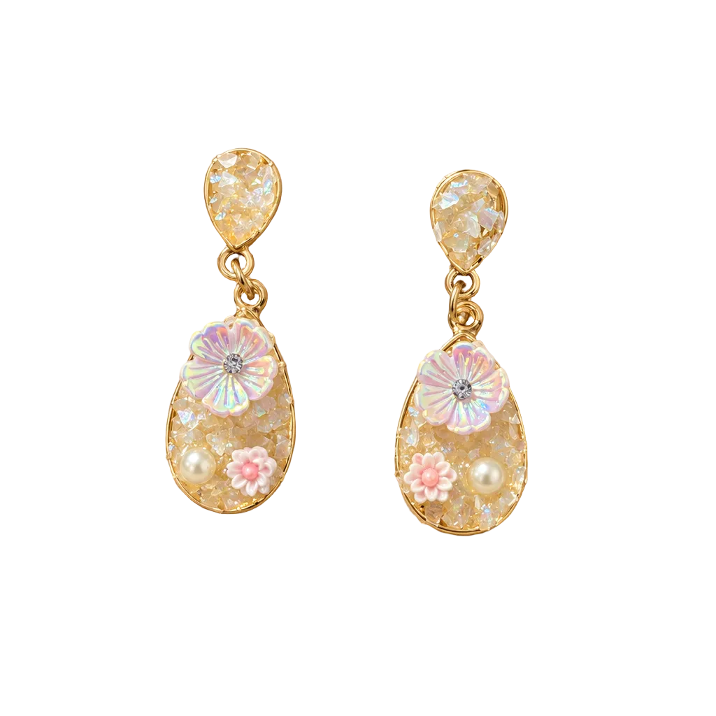 Crystal Floral Drop Purple Earring
