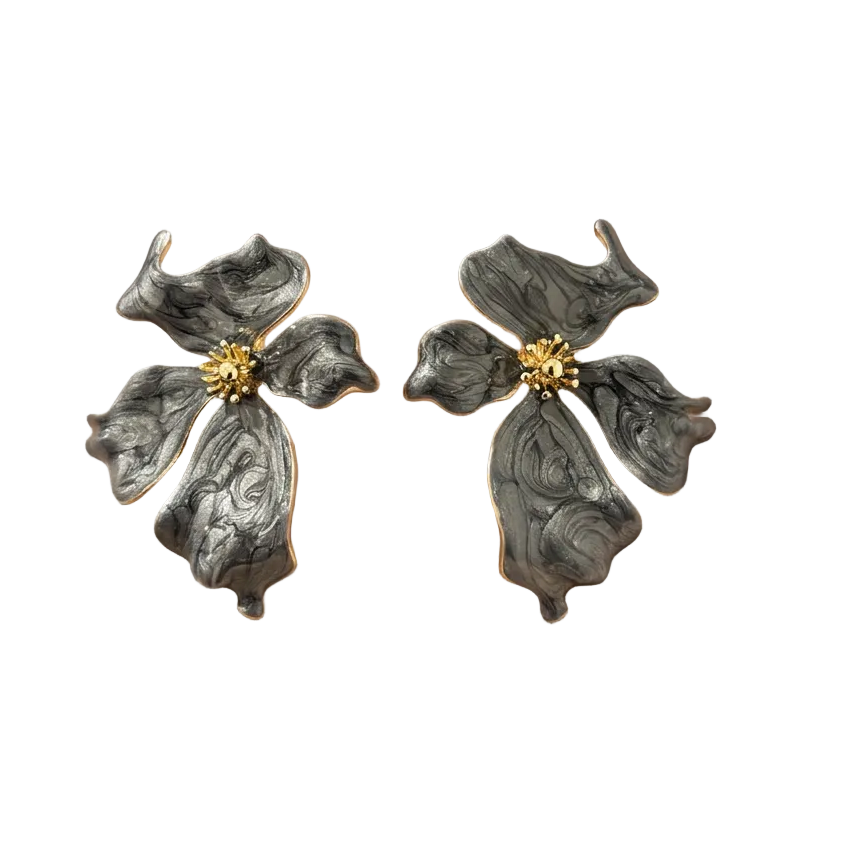 Happy Flower Black Earring