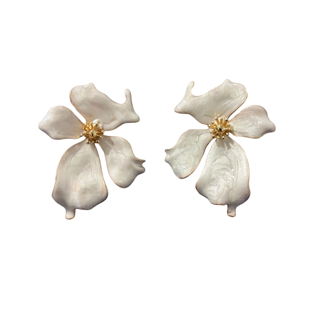 Happy Flower White Earring