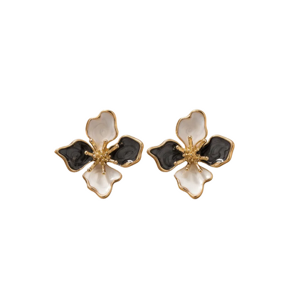 B&W Floral Earring