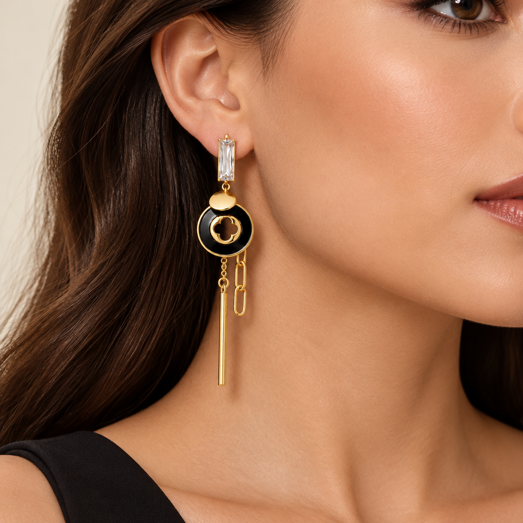 Club Dangle Black Earring