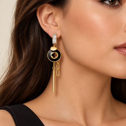Club Dangle Black Earring