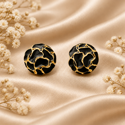 Coral Black Stud Earring