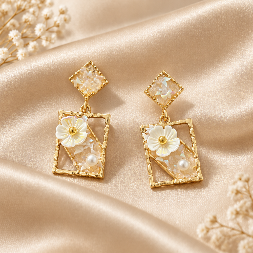 Crystal Frame White Earring