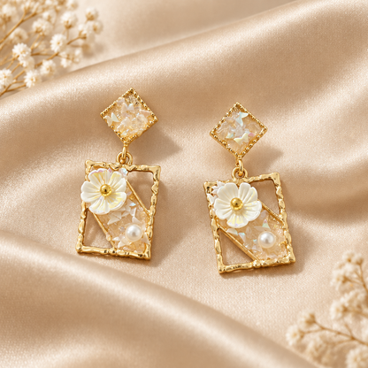 Crystal Frame White Earring