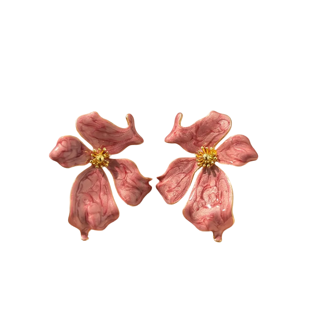 Happy Flower Marble Red Earring