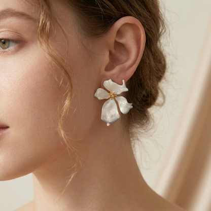 Happy Flower White Earring