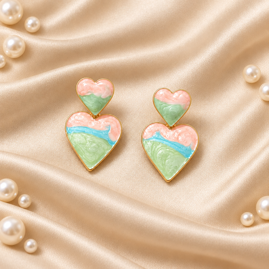 Summer Pastel Heart Earring