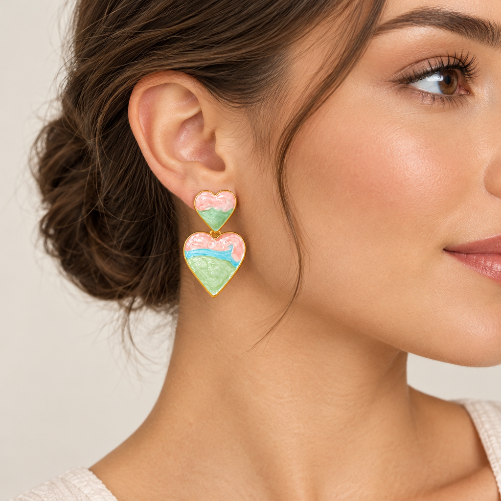Summer Pastel Heart Earring