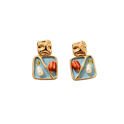 Tulip & Pearl Blue Earring