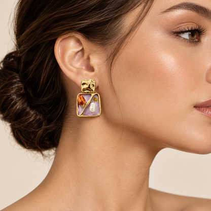 Tulip & Pearl Purple Earring