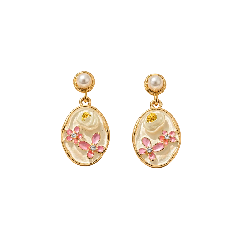 Vintage Drop White Earring
